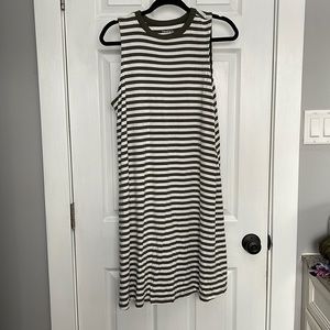 Green and white striped dress